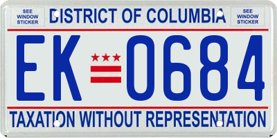 DC license plate EK0684