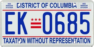 DC license plate EK0685