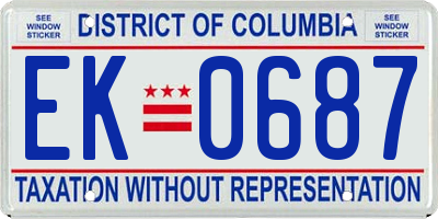 DC license plate EK0687