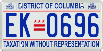 DC license plate EK0696