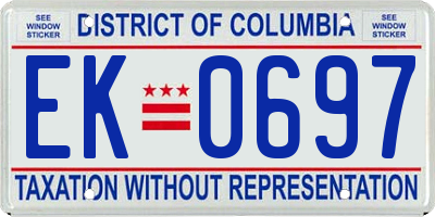 DC license plate EK0697