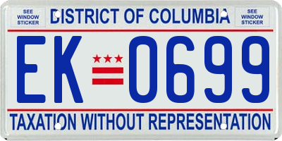 DC license plate EK0699