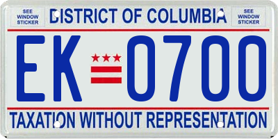 DC license plate EK0700