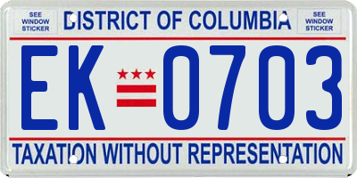 DC license plate EK0703