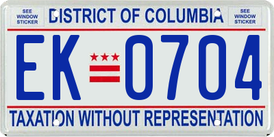 DC license plate EK0704