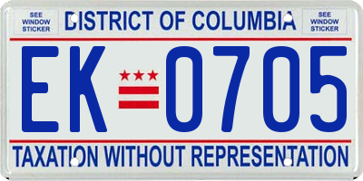 DC license plate EK0705