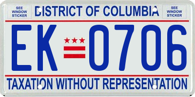 DC license plate EK0706
