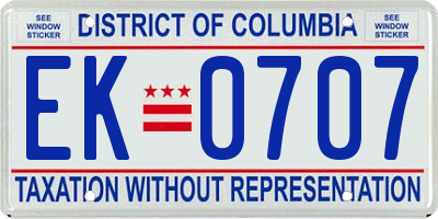 DC license plate EK0707