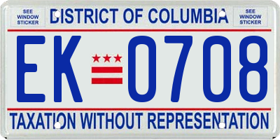 DC license plate EK0708