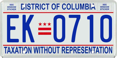 DC license plate EK0710