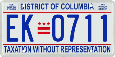 DC license plate EK0711