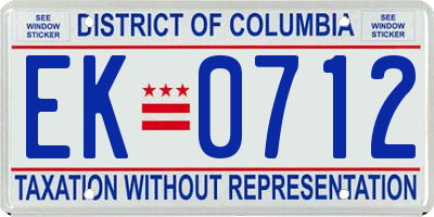 DC license plate EK0712