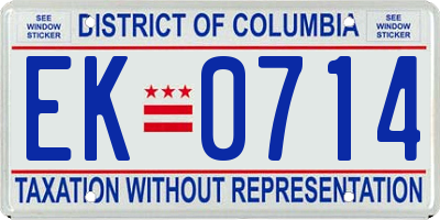 DC license plate EK0714