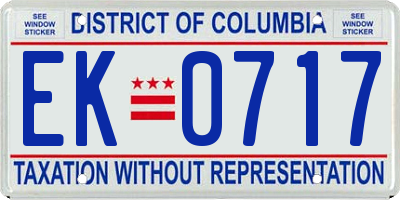 DC license plate EK0717