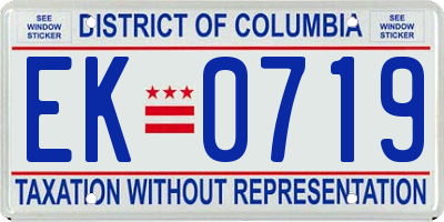 DC license plate EK0719