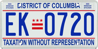 DC license plate EK0720