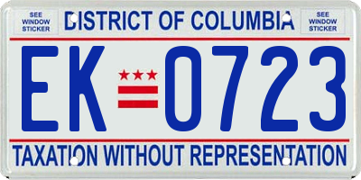 DC license plate EK0723