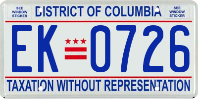 DC license plate EK0726