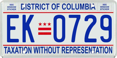 DC license plate EK0729