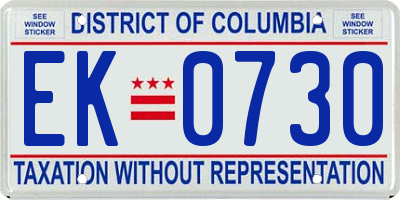 DC license plate EK0730