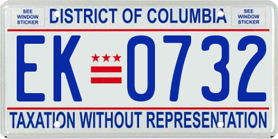 DC license plate EK0732