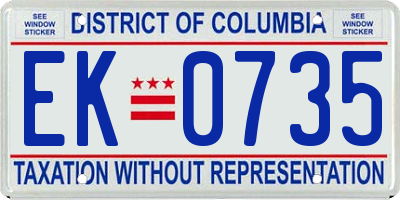 DC license plate EK0735