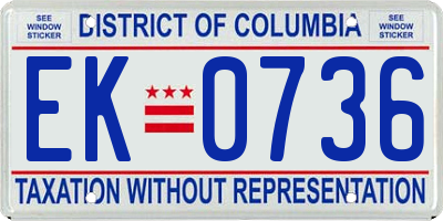 DC license plate EK0736