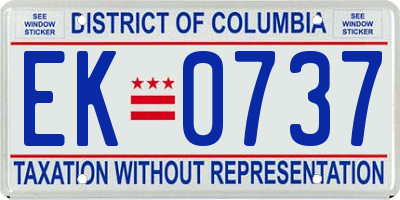 DC license plate EK0737