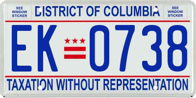 DC license plate EK0738