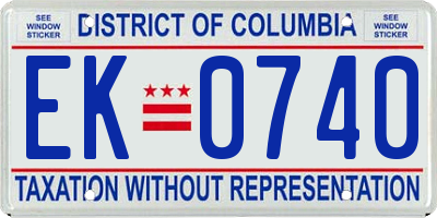 DC license plate EK0740