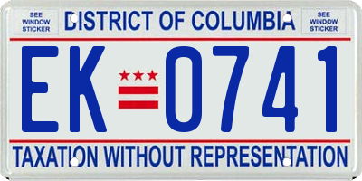 DC license plate EK0741