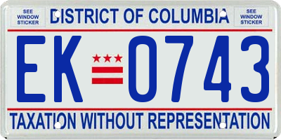 DC license plate EK0743