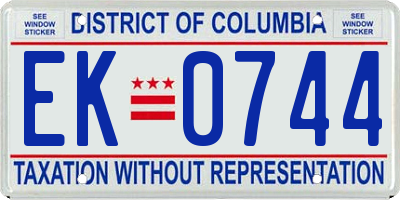 DC license plate EK0744