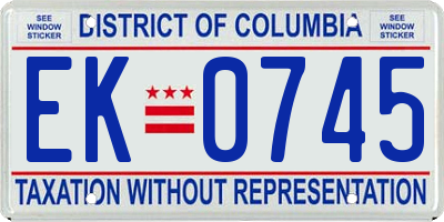 DC license plate EK0745