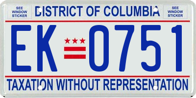 DC license plate EK0751