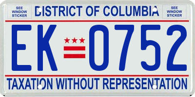 DC license plate EK0752