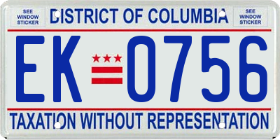 DC license plate EK0756