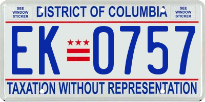 DC license plate EK0757