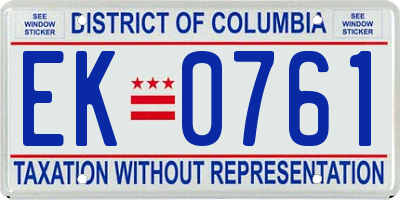 DC license plate EK0761