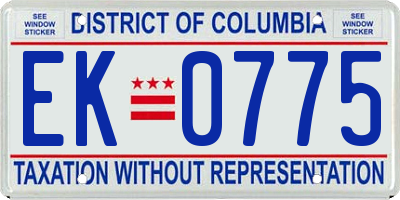 DC license plate EK0775