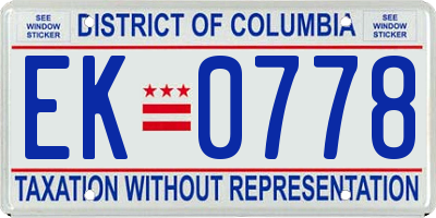 DC license plate EK0778