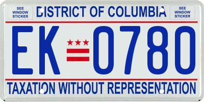 DC license plate EK0780