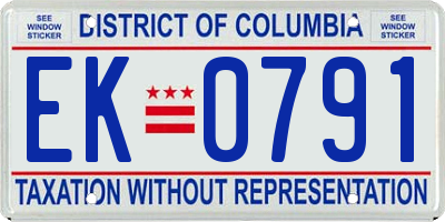 DC license plate EK0791