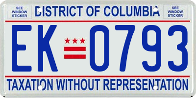 DC license plate EK0793