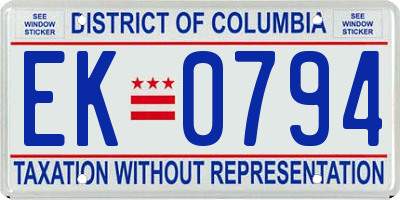 DC license plate EK0794