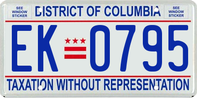 DC license plate EK0795