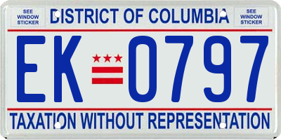 DC license plate EK0797