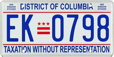 DC license plate EK0798