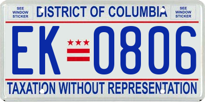 DC license plate EK0806