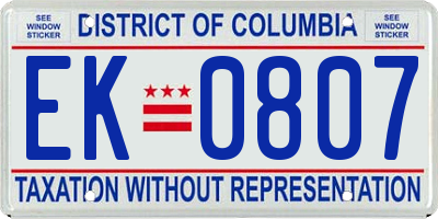 DC license plate EK0807